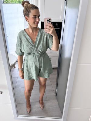 Alicé kurzarm Jumpsuit aus Musselin